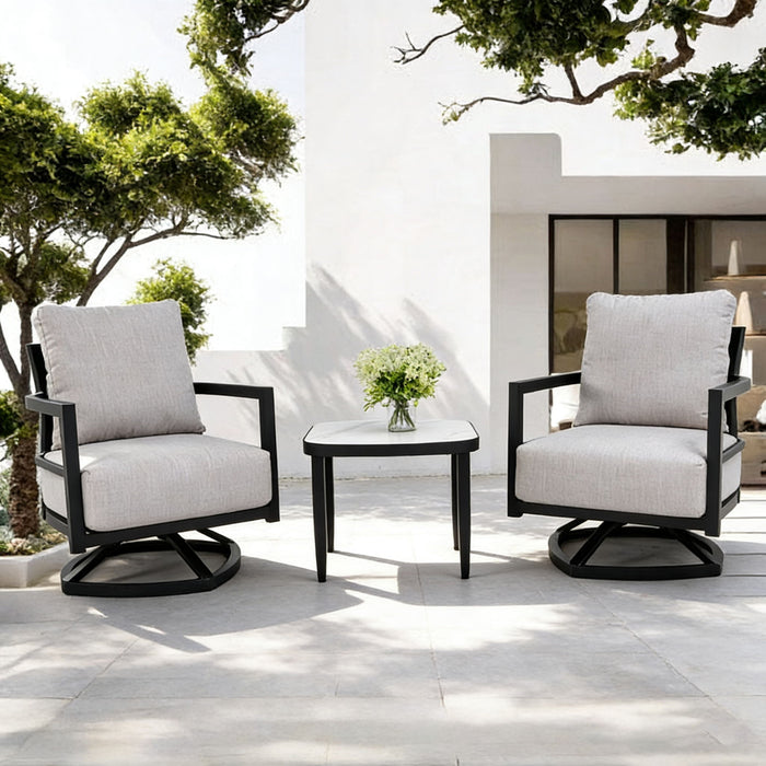 Outdoor Patio Furniture, Chat Set, Sunbrella Cushions And Side Table