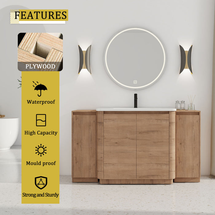 Freestanding Bathroom Vanity With Sink, 2 Small Storage Cabinets, Soft Close Doors Home Essentials