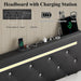 Upholstered Bed Frame With LED Lights, 4 Storage Drawers, Charging Station Home Essentials