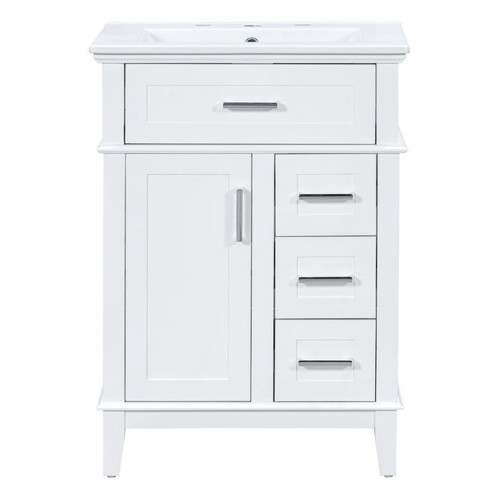 Modern Bathroom Vanity With Sink, Flip Drawer & 3 Drawers, Soft Close Hinges, Adjustable Shelf Hearth and Haven