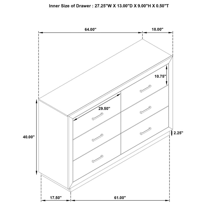 Gibbons - 6 Drawer Dresser With Ample Storage - Brown Furniture Max