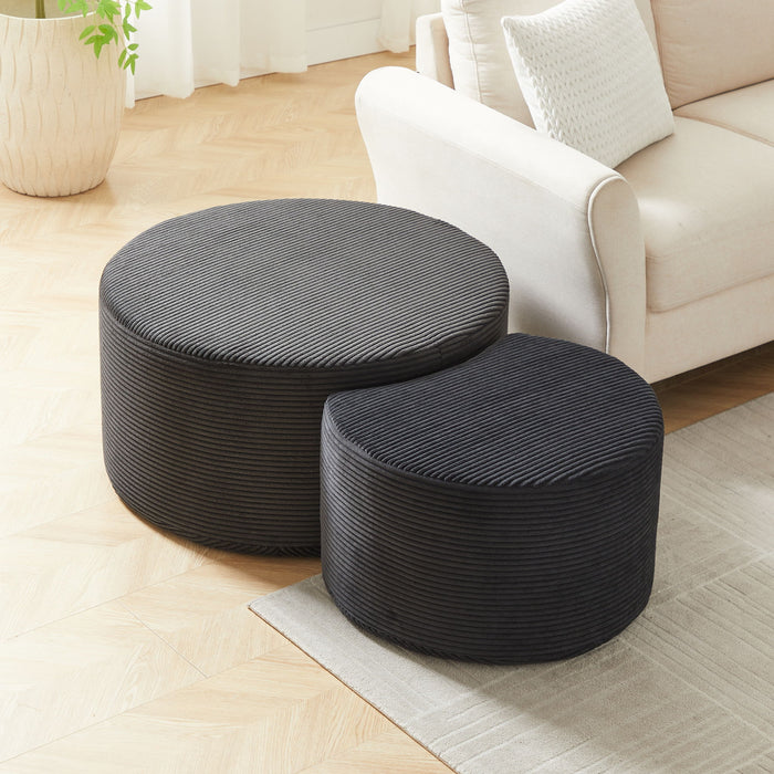 Modern Upholstered Round Coffee Table For Living Room (Set of 2) Home Essentials