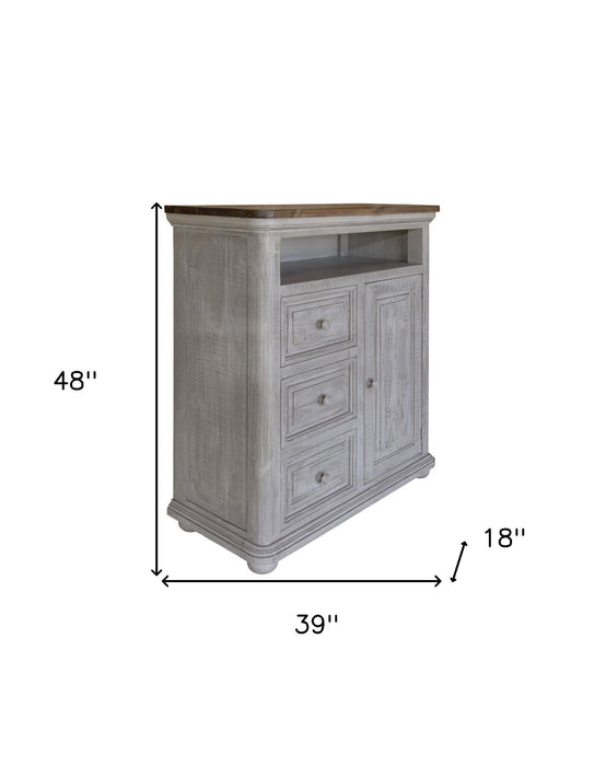 Solid Wood Three Drawer Chest - Gray