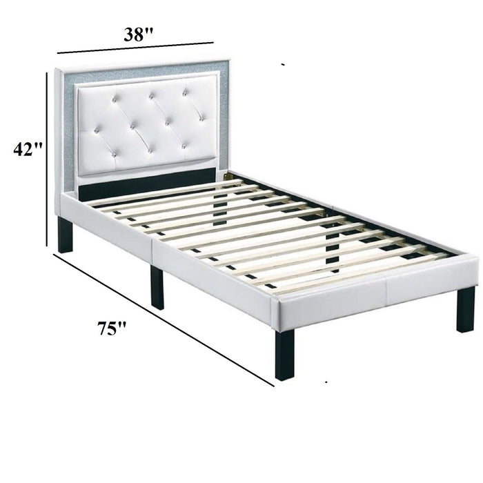Glamours Style Bed With Diamond Tufted Padded Headboard Home Essentials