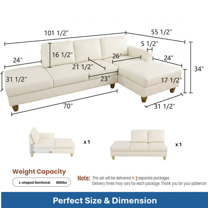L - Shaped Sectional Sofa With Chaise & Ottoman Home Essentials