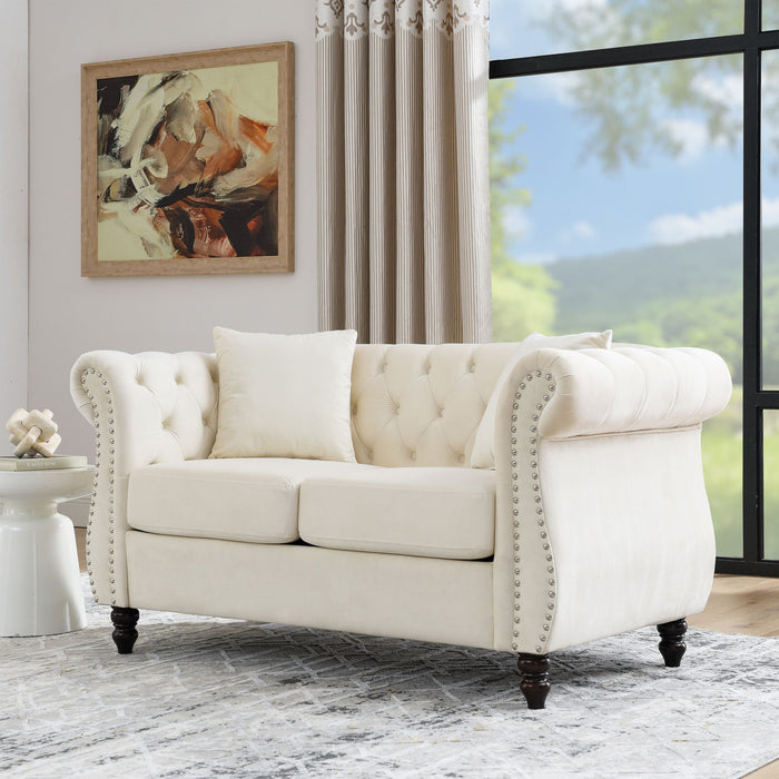 Chesterfield Sofa With Rolled Arms And Nailhead Trim Home Essentials
