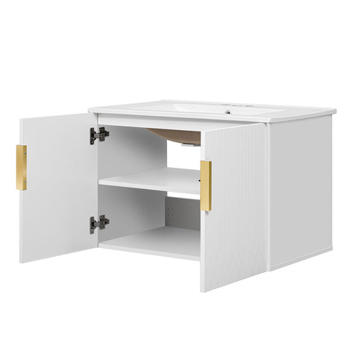 Bathroom Vanity With Sink, Rectangular Storage Cabinet With 2 Soft Closing Doors Hearth and Haven