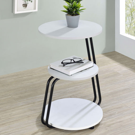 Dixon - 3 Tier Round Accent Side Table With Slim Legs - White / Black Furniture Max