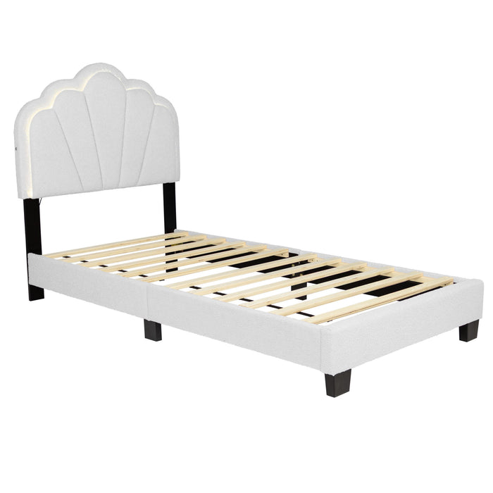 Bed With Floral Design Headboard And Built In LED Lighting Home Essentials