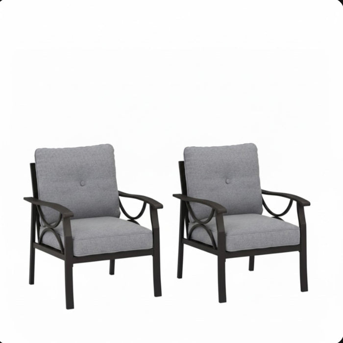 All-Weather Armchairs With Cushions, Modern Sculptural Design (Set of 2)
