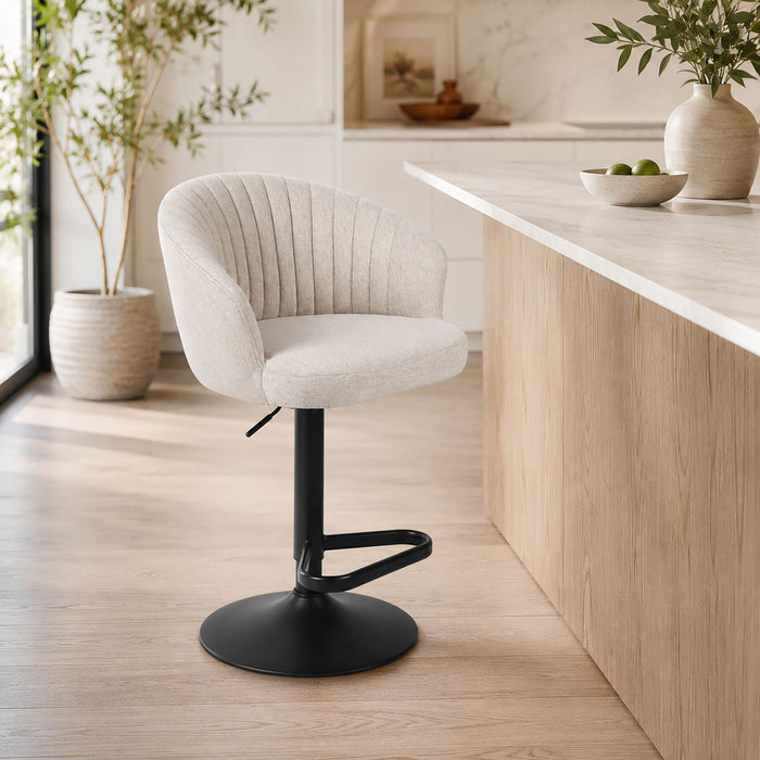 Adjustable Swivel Bar Stool With Upholstered Seat - Beige Home Essentials