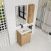 Freestanding Bathroom Vanity Set With Tall Linen Cabinet, Single Sink, Extra Storage, Soft Close Doors - Glossy White / Light Oak Home Essentials