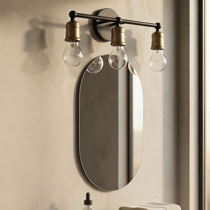 3 Light Wall Sconce, Vanity Light, No Bulbs Included - Black / Gold Daily Nest