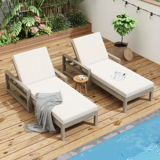 Outdoor Lounge Chairs, 5 Position Chaise Lounge With Adjustable Backrest (Set of 2) - Gray Hearth and Haven