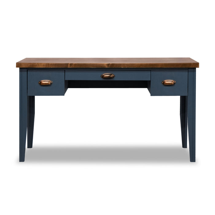 Bridgevine Home Nantucket 53" Writing Desk, No Assembly Required, Blue Denim And Whiskey Finish