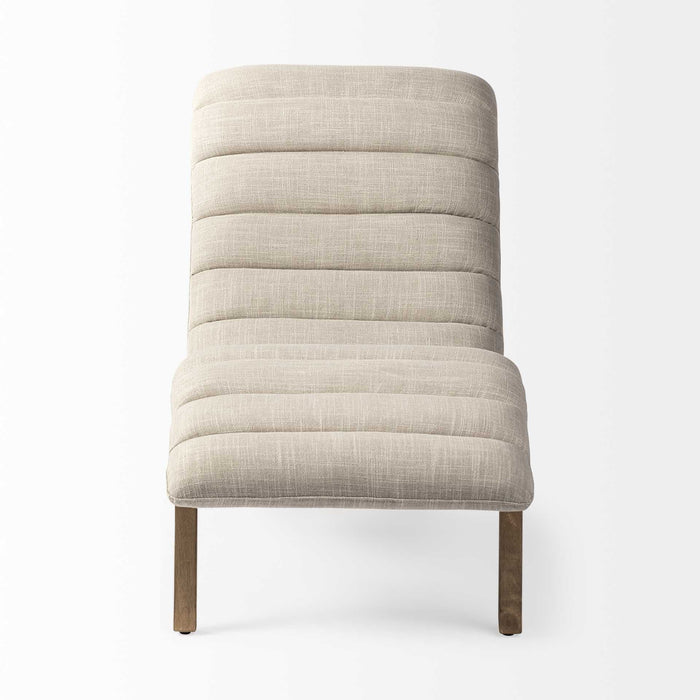Fabric Tufted Lounge Chair - Cream And Wood Brown