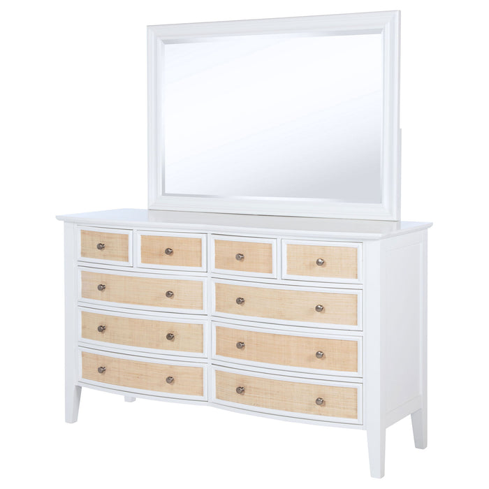 Talia - 10 Drawer Dresser And Mirror Set - White Furniture Max