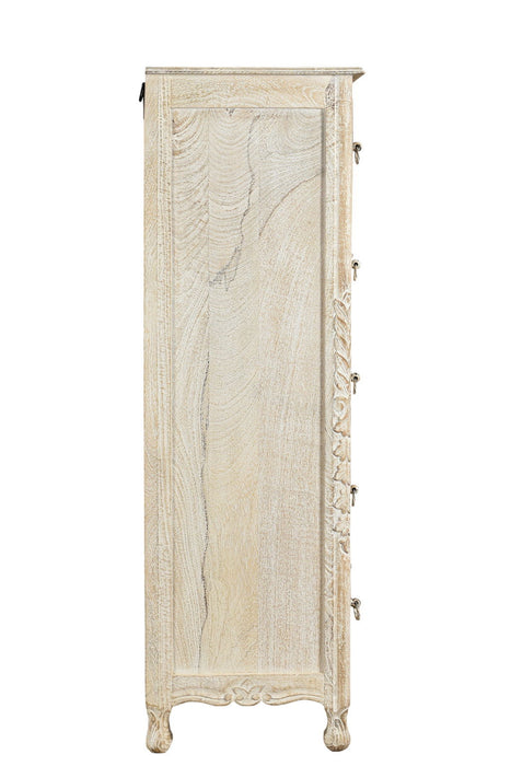 Solid Wood Six Drawer Chest - Beige