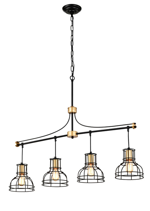 Dining Room Light Fixture / Chandelier Table, 40 -" Hanging For Farmhouse Linear Chandeliers, 5 Light Kitchen Island Lighting Ceiling Chandelier, With Metal Lampshade - Gold / Matte Black