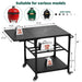 Outdoor Grill Table, Prep Cart With Wheels, Storage Shelf And Hooks - Black Daily Nest