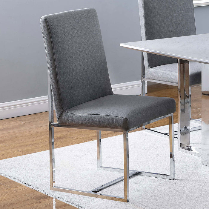 Upholstered Dining Chair Set With Base (Set of 2) - Gray Furniture Max