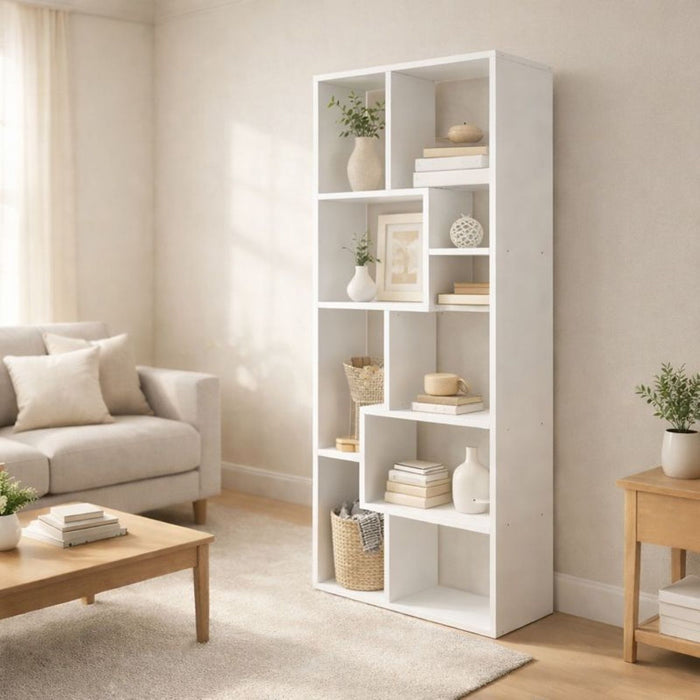 Asymmetrical Display Shelf & Bookcase, 5 Tier Home Essentials