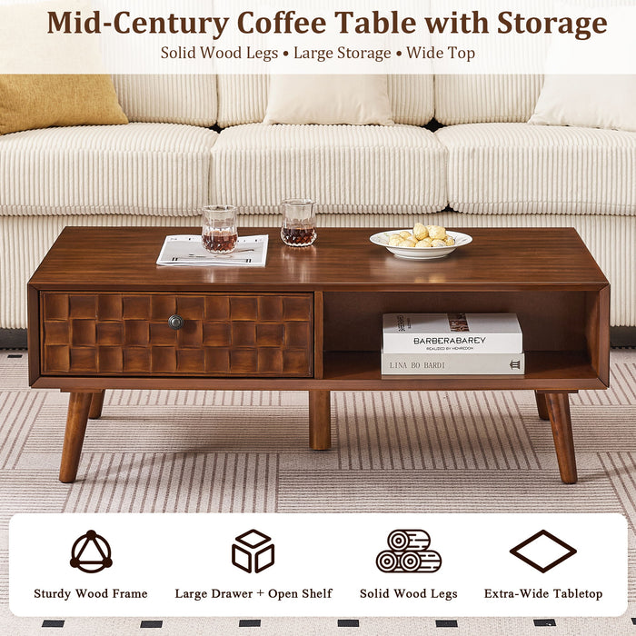 Coffee Table With Hidden Drawer And Open Shelf Home Essentials