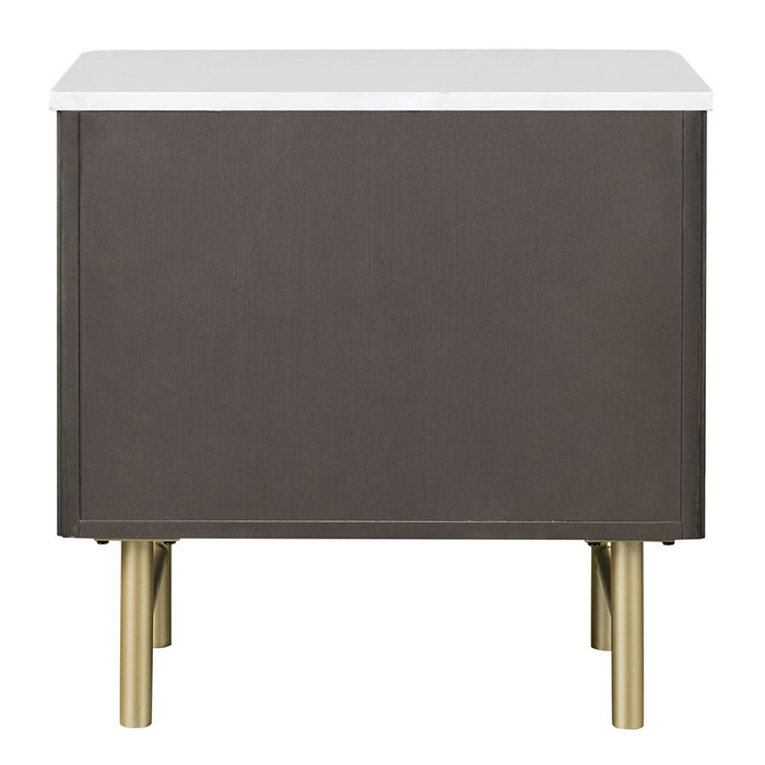 Clayten - Nightstand - Marble Top & Espresso ACME