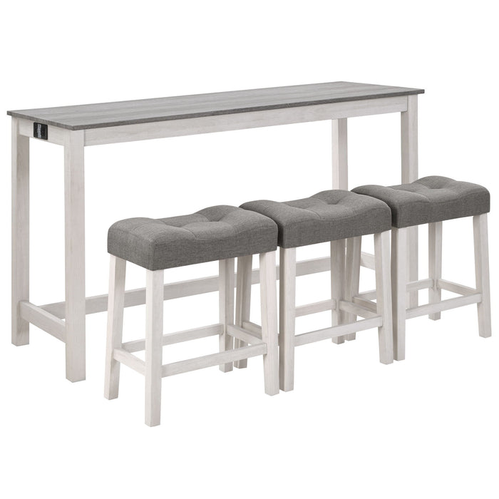 4 Piece Bar Table Set With Power Outlet Home Essentials