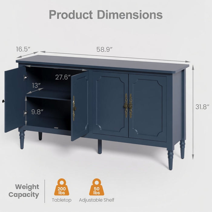 Vintage Buffet Cabinet With Adjustable Shelves Home Essentials