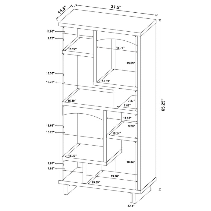 Geilys - 8 Shelf Bookcase With Arch Details - White Furniture Max