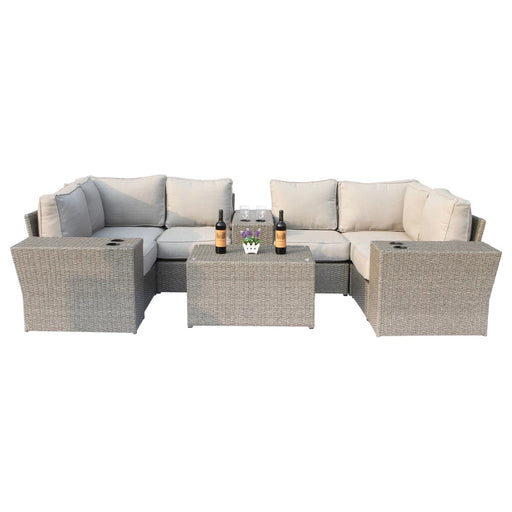 Wicker Outdoor Sectional With Weather Resistant Cushions And Table LSI Patio Furniture