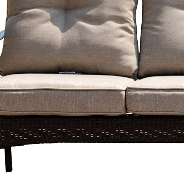 Polyester Blend Settee With Black Legs - Beige