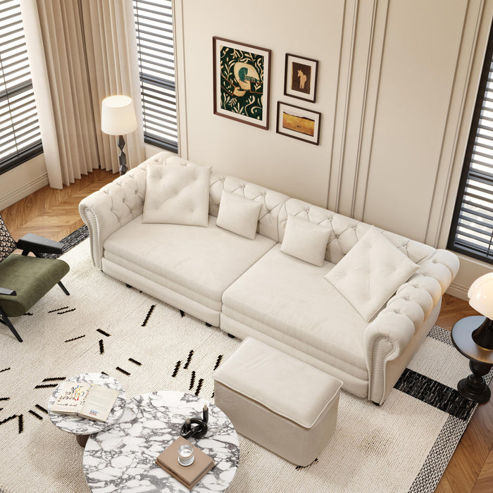 3 In 1 Convertible Sleeper Sofa Bed With Movable Ottoman Home Essentials