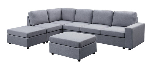 Cassia - 7 Seat Reversible Modular Sectional Sofa With Ottoman - Light Gray Lilola Home