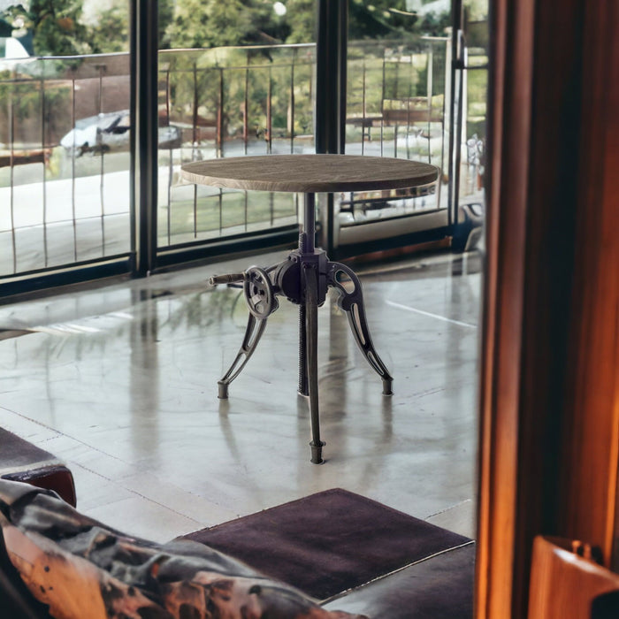 Solid Wood And Metal Dining Table - Gray / Black