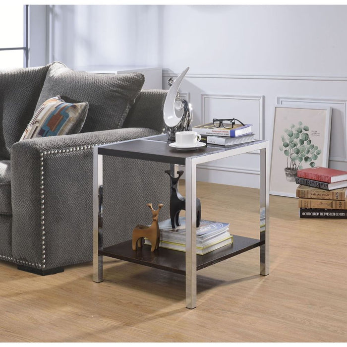 Jethro - End Table - Espresso & Chrome ACME