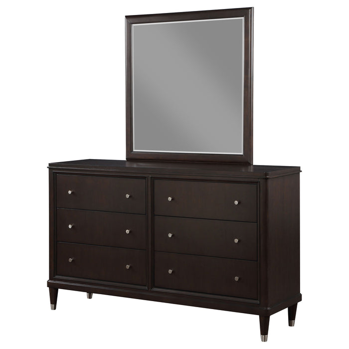 Navarro - 6 Drawer Dresser With Mirror - Brown Furniture Max