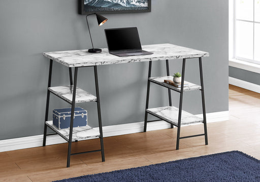 Computer Desk For Home Office, Laptop, Storage Shelves, Contemporary Versatile Placement - White 8th Street