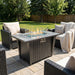 Morden Steel Fire Pit Table With Marble Tile Tabletop, Glass Wind Guard And Lid Patioseek
