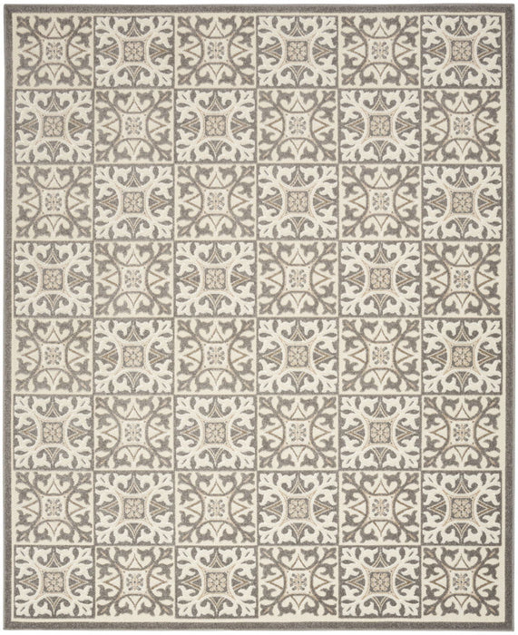 9' X 12' Fleur De Lis Stain Resistant Non Skid Area Rug - Ivory / Gray