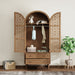 Tall Kitchen Pantry Cabinet With Hollow Carved Doors 2 Drawers And Adjustable Shelves Storage Display Cabinet For Kitchen Dining Room Or Living Room - Walnut Home Essentials
