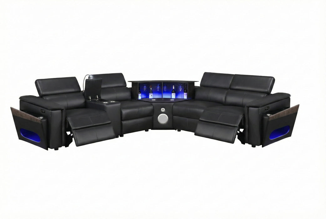 Nova - Sectional With Bluetooth Speaker, LED And Lifting Wine Cabinet Matrix Furniture Group