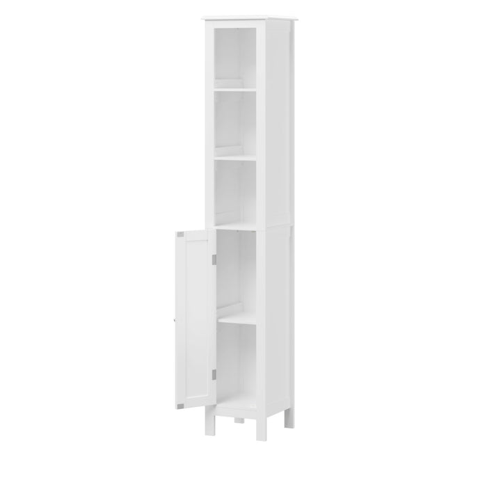 Slim Tall Bathroom Storage Cabinet With Adjustable Shelves, Anti Tip Freestanding Cabinet - White