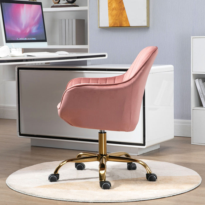 Swivel Chair With High Back, Adjustable Working Chair With Golden Base