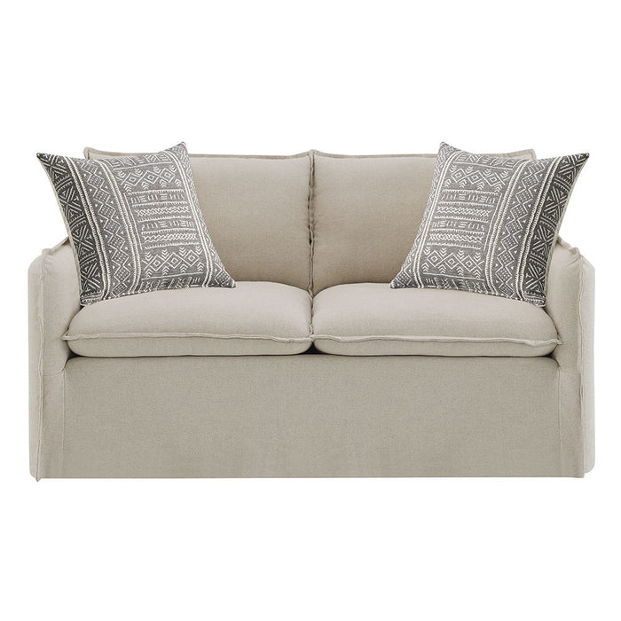 Upendo - Loveseat With 2 Pillows - Beige Linen ACME