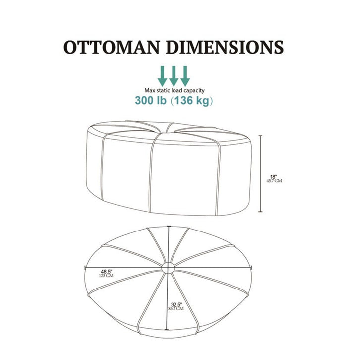 Modern Style Large Cocktail Ottoman