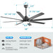 66" Ceiling Fan With Dimmable LED Light, 8 Blades, Smart Remote Control, Reversible DC Motor, For Home Office - Matte Black Daily Nest