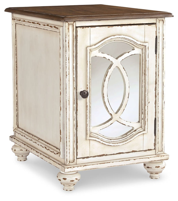 Realyn - Chair Side End Table - Insert Mirror - White / Brown Signature Design by Ashley®