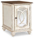 Realyn - Chair Side End Table - Insert Mirror - White / Brown Signature Design by Ashley®